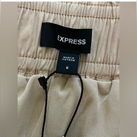 Express Beige High Waisted Paper Bag Mini Skirt Size 6 - Picture 5 of 10